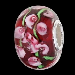 Individuality Sterling Silver Pandora Style Fused Rose Glass Bead Pandora Bella